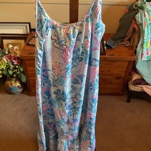 Lilly Pulitzer Blue and Pink Patterned Maxi Dress
